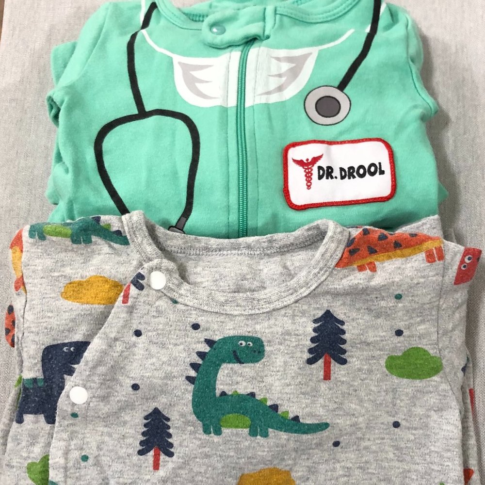 Lot of 4 Doctor Dinosaur Footie Pajama Romper Sleeper Costume PJ Sleep & Play